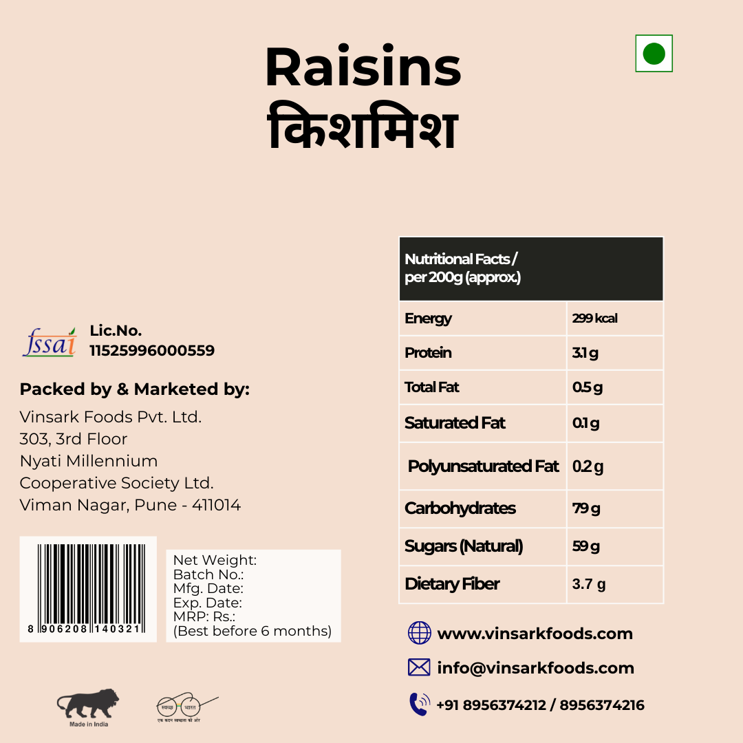 VFPL Raisins 100g/250g/500g