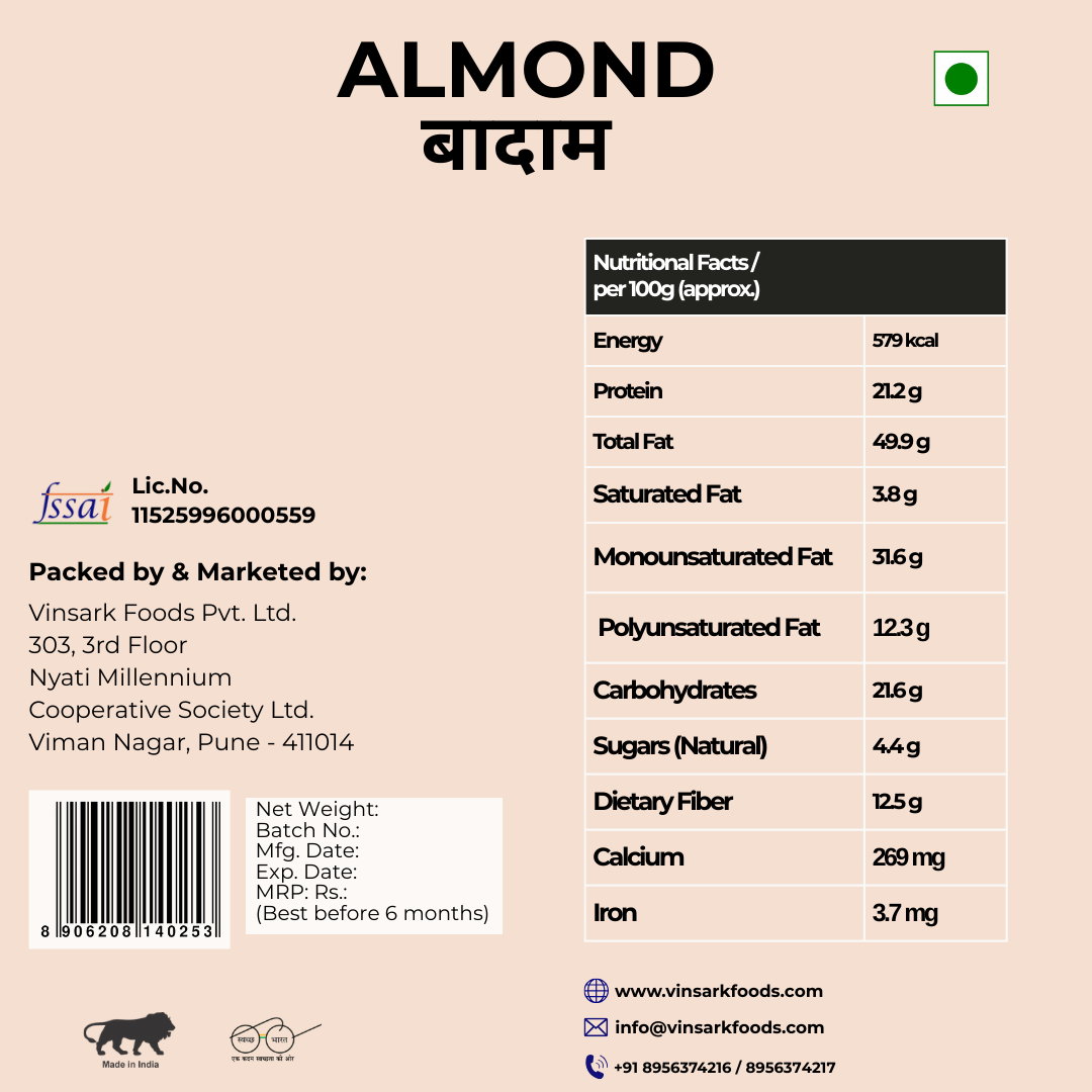 VFPL Almonds 100g/250g/500g