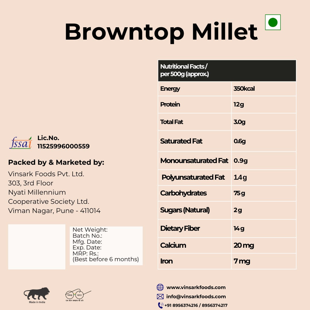 VFPL Browntop Millet 500 gm