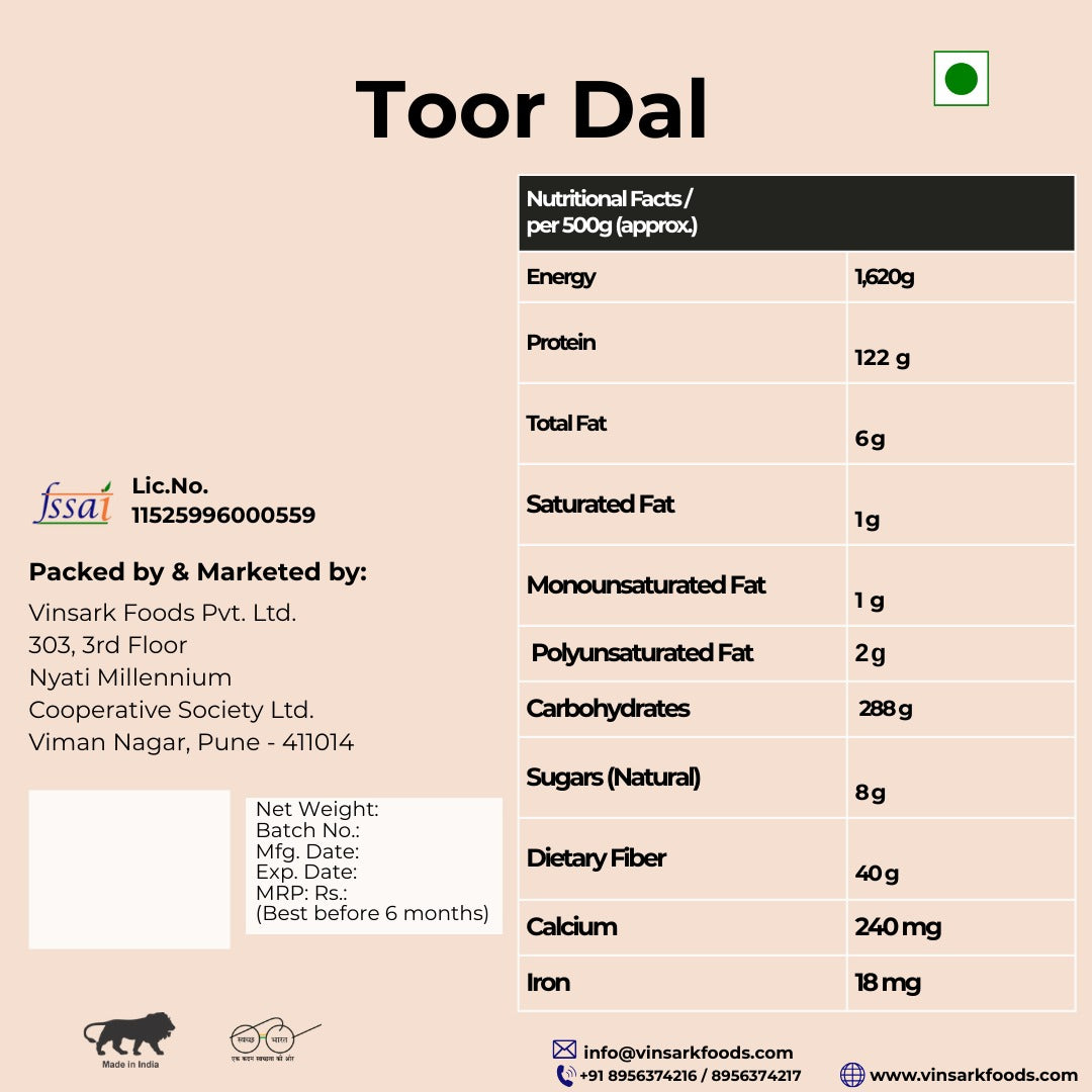 VFPL Toor Dal 500g / 1kg
